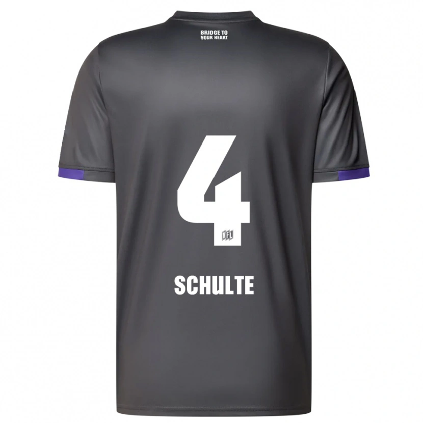Danxen Bambino Maglia Henry Schulte #4 Grigio Viola Kit Gara Away 2025/26 Maglietta