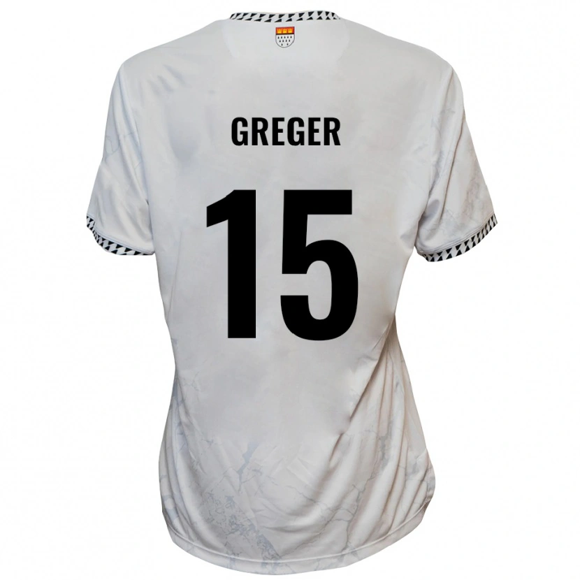 Danxen Bambino Maglia Christoph Greger #15 Bianco Nero Kit Gara Away 2025/26 Maglietta