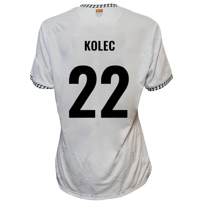 Danxen Bambino Maglia Paul Kolec #22 Bianco Nero Kit Gara Away 2025/26 Maglietta