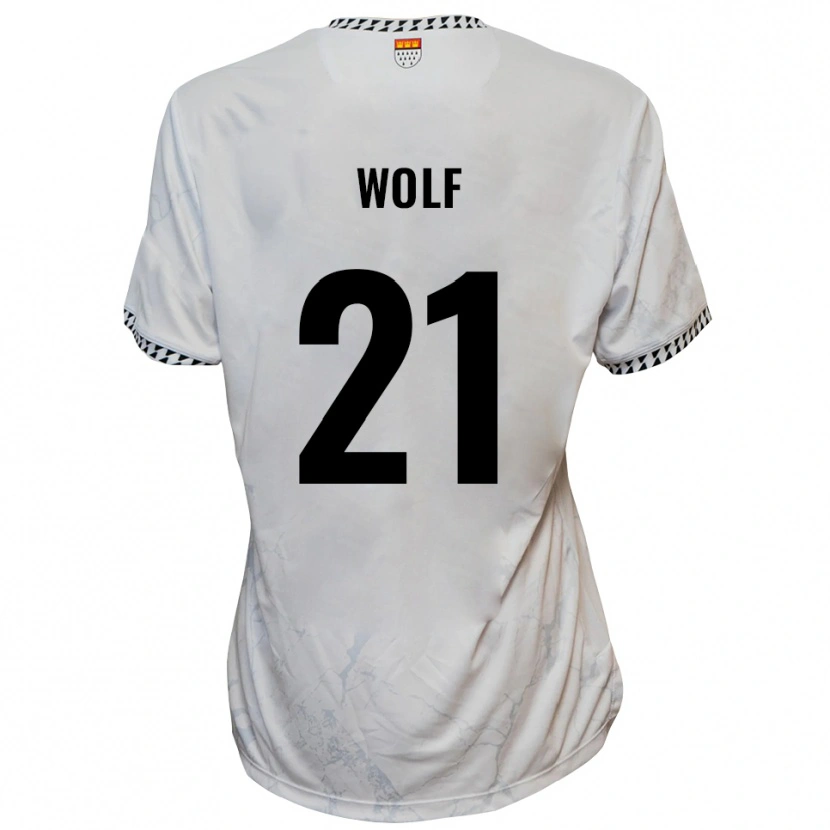 Danxen Bambino Maglia Lucas Wolf #21 Bianco Nero Kit Gara Away 2025/26 Maglietta