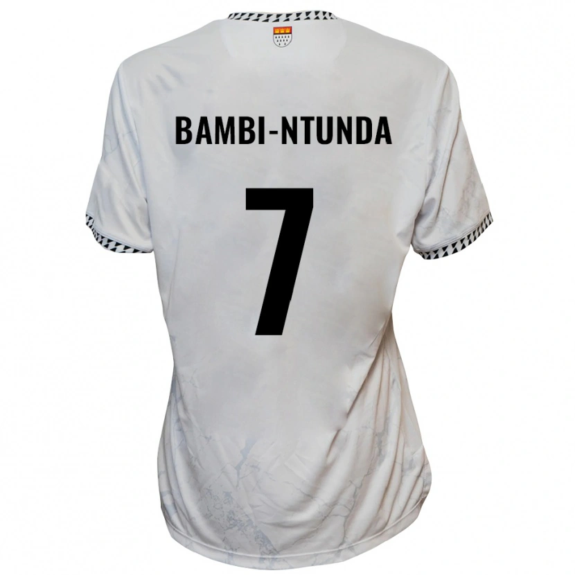 Danxen Bambino Maglia Charles Bambi-Ntunda #7 Bianco Nero Kit Gara Away 2025/26 Maglietta