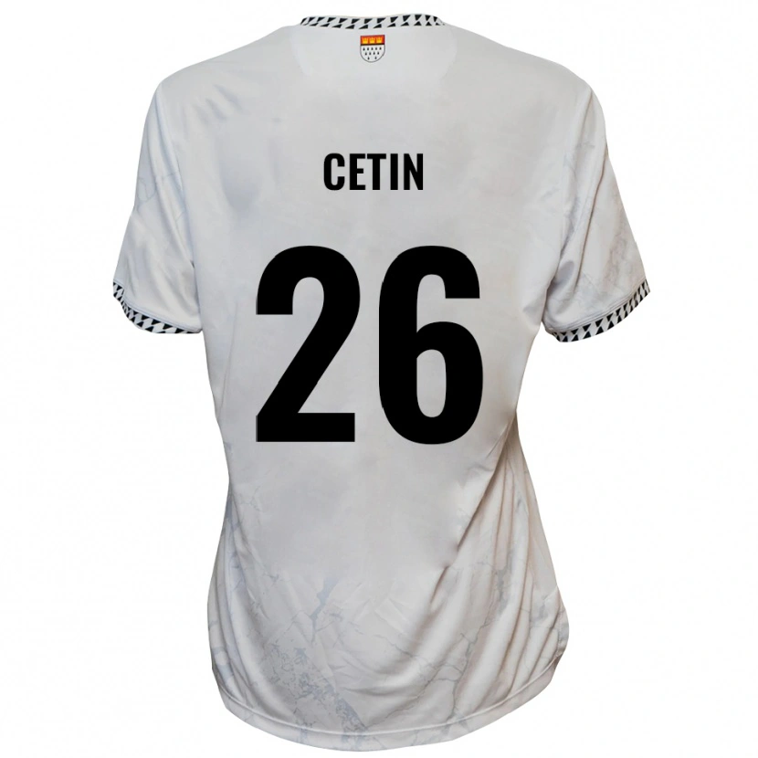 Danxen Bambino Maglia Serkan Cetin #26 Bianco Nero Kit Gara Away 2025/26 Maglietta