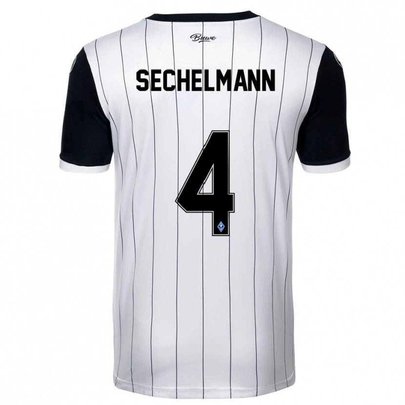 Danxen Bambino Maglia Tim Sechelmann #4 Bianco Nero Kit Gara Away 2025/26 Maglietta