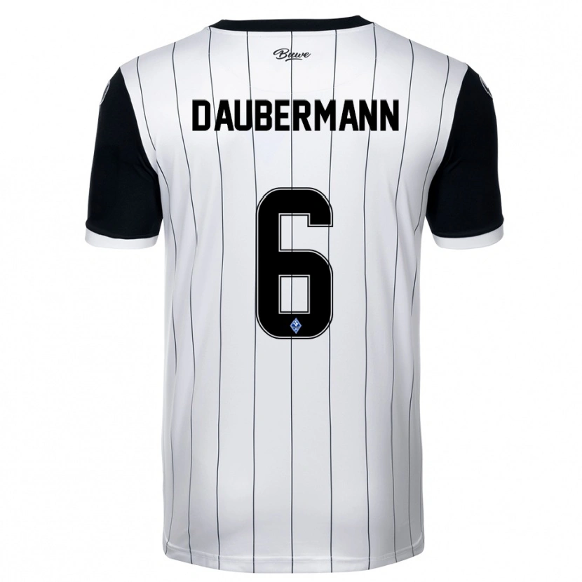 Danxen Bambino Maglia Jonas Daubermann #6 Bianco Nero Kit Gara Away 2025/26 Maglietta