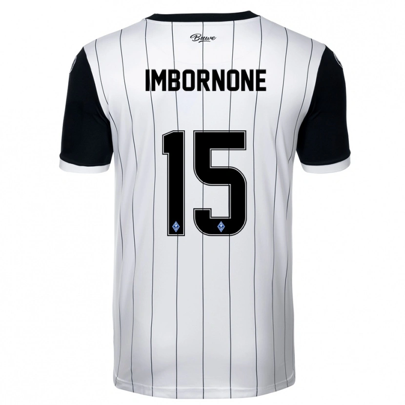 Danxen Bambino Maglia Fabio Imbornone #15 Bianco Nero Kit Gara Away 2025/26 Maglietta