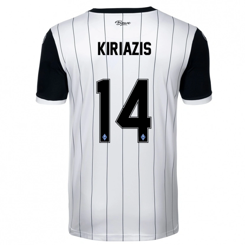 Danxen Bambino Maglia Pavlos Kiriazis #14 Bianco Nero Kit Gara Away 2025/26 Maglietta