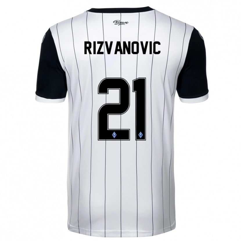 Danxen Bambino Maglia Adnan Rizvanovic #21 Bianco Nero Kit Gara Away 2025/26 Maglietta