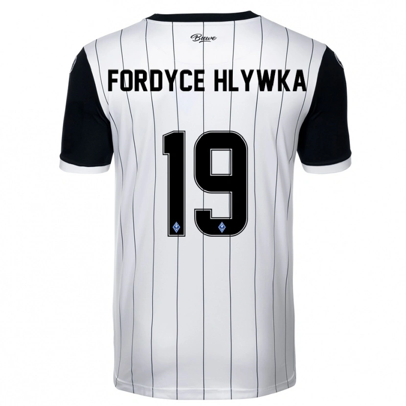 Danxen Bambino Maglia Roen Fordyce Hlywka #19 Bianco Nero Kit Gara Away 2025/26 Maglietta