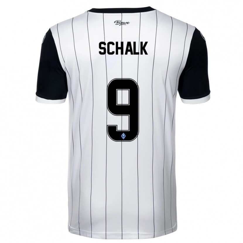 Danxen Bambino Maglia Elias Schalk #9 Bianco Nero Kit Gara Away 2025/26 Maglietta