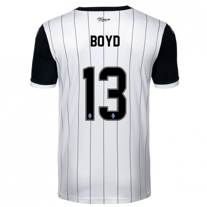 Danxen Bambino Maglia Terrence Boyd #13 Bianco Nero Kit Gara Away 2025/26 Maglietta