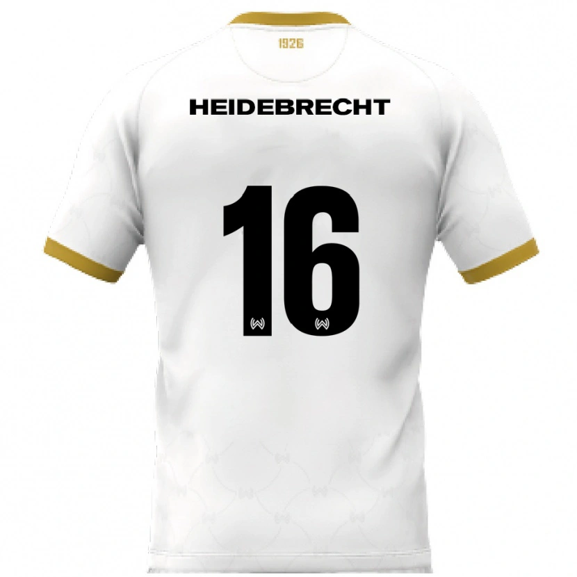 Danxen Bambino Maglia Elias Heidebrecht #16 Bianco Oro Kit Gara Away 2025/26 Maglietta