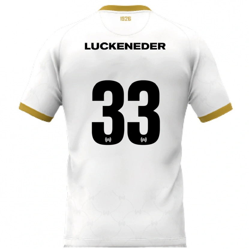 Danxen Bambino Maglia Felix Luckeneder #33 Bianco Oro Kit Gara Away 2025/26 Maglietta