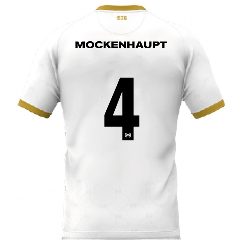 Danxen Bambino Maglia Sascha Mockenhaupt #4 Bianco Oro Kit Gara Away 2025/26 Maglietta