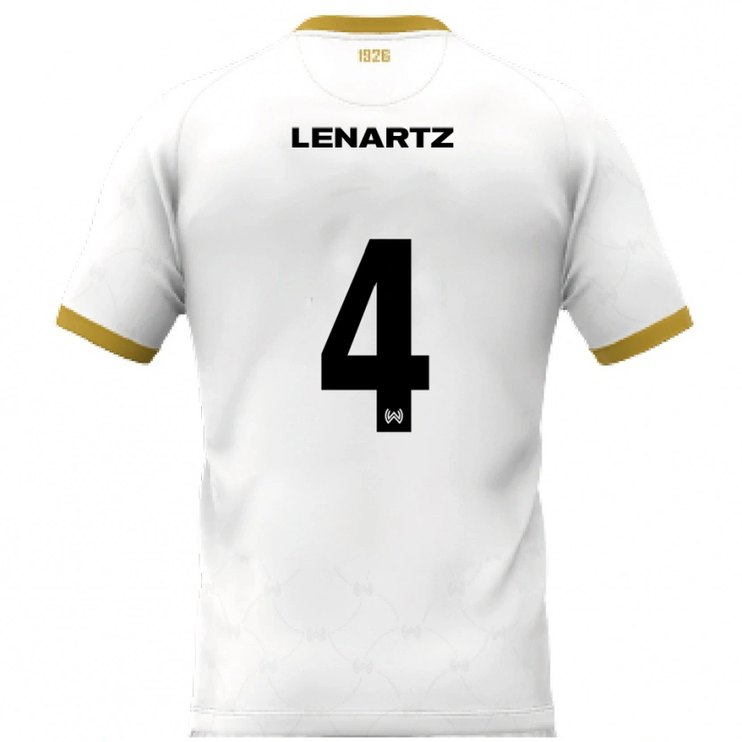 Danxen Bambino Maglia Oskar Lenartz #4 Bianco Oro Kit Gara Away 2025/26 Maglietta