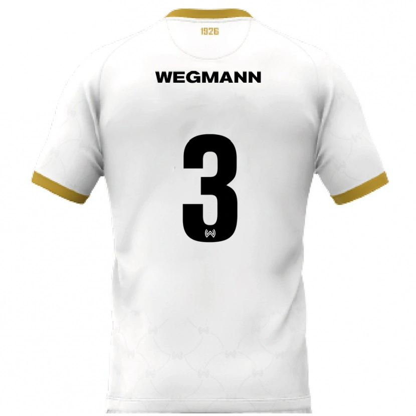 Danxen Bambino Maglia Marius Wegmann #3 Bianco Oro Kit Gara Away 2025/26 Maglietta