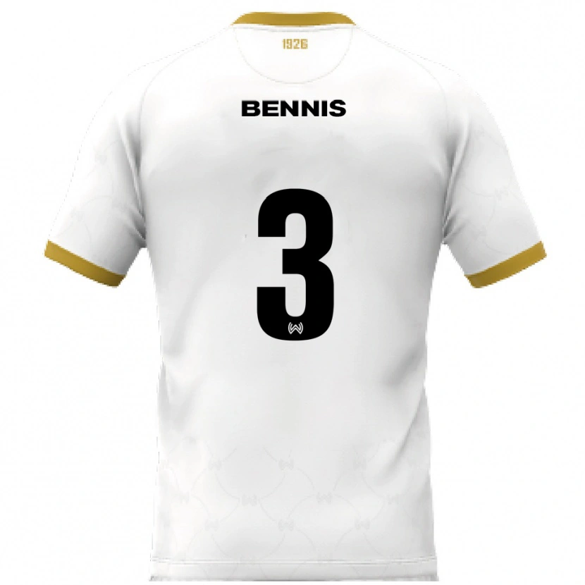 Danxen Bambino Maglia Amir Bennis #3 Bianco Oro Kit Gara Away 2025/26 Maglietta