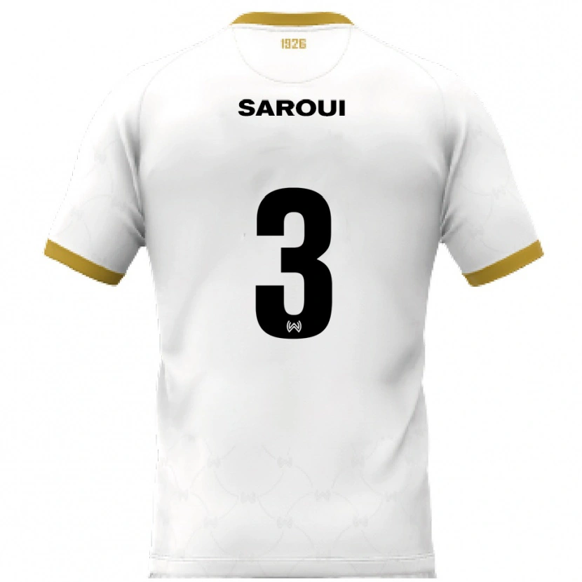 Danxen Bambino Maglia Amin Saroui #3 Bianco Oro Kit Gara Away 2025/26 Maglietta