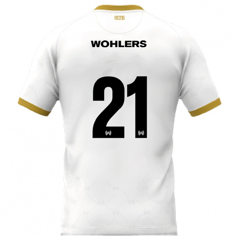 Danxen Bambino Maglia Ole Wohlers #21 Bianco Oro Kit Gara Away 2025/26 Maglietta