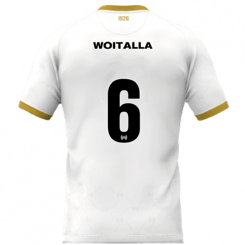 Danxen Bambino Maglia Luis Woitalla #6 Bianco Oro Kit Gara Away 2025/26 Maglietta