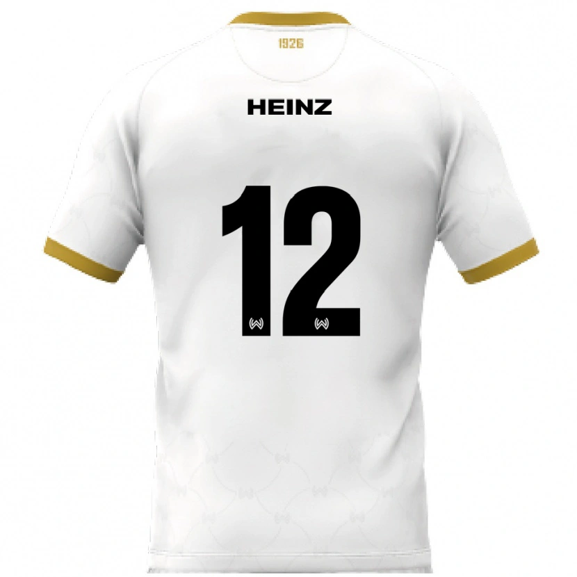 Danxen Bambino Maglia Lewin Heinz #12 Bianco Oro Kit Gara Away 2025/26 Maglietta