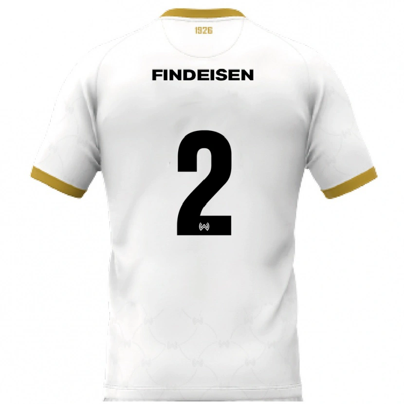 Danxen Bambino Maglia Edwin Findeisen #2 Bianco Oro Kit Gara Away 2025/26 Maglietta