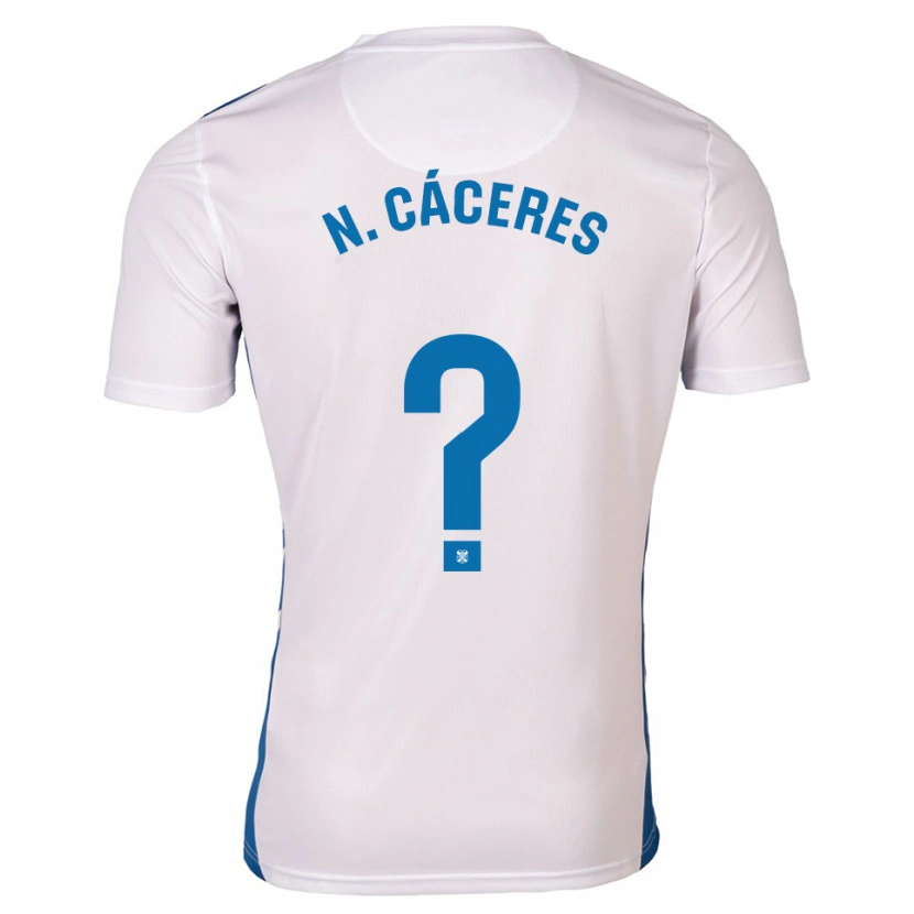 Danxen Uomo Maglia Nayluisa Cáceres #0 Bianco Blu Kit Gara Home 2025/26 Maglietta