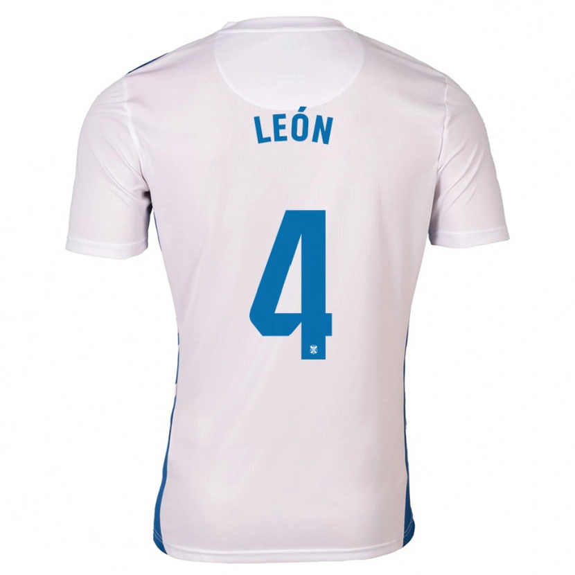 Danxen Uomo Maglia José León #4 Bianco Blu Kit Gara Home 2025/26 Maglietta