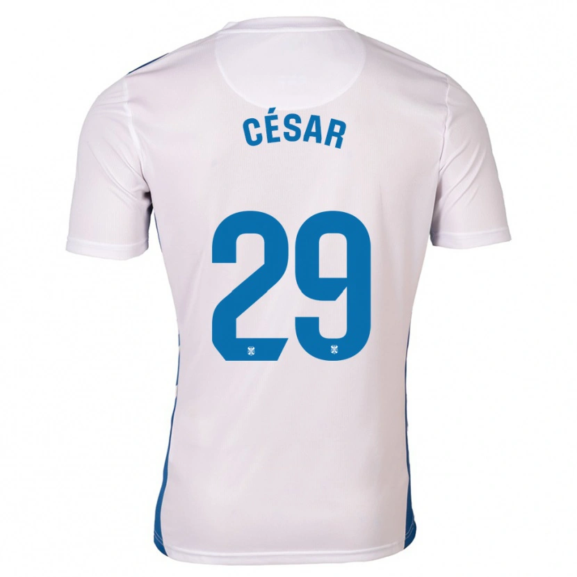 Danxen Uomo Maglia César Álvarez #29 Bianco Blu Kit Gara Home 2025/26 Maglietta