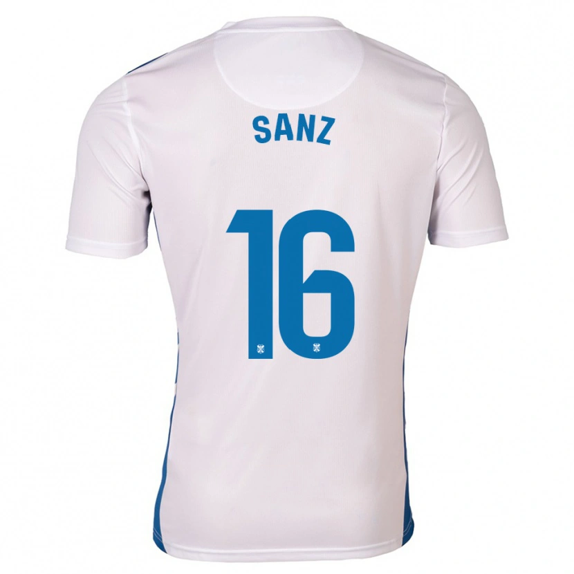 Danxen Uomo Maglia Aitor Sanz #16 Bianco Blu Kit Gara Home 2025/26 Maglietta