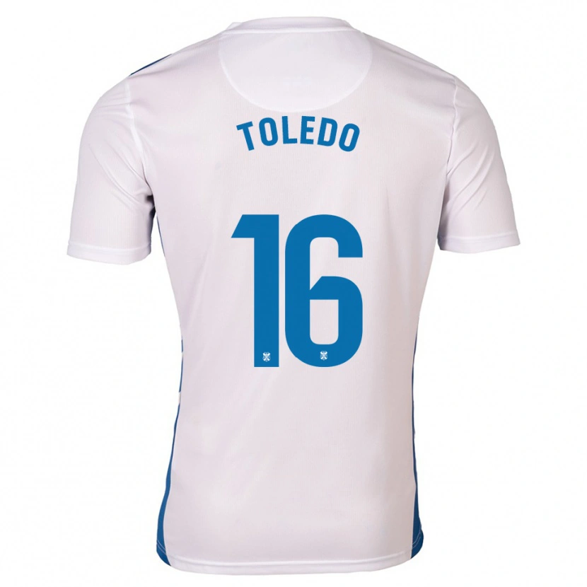 Danxen Uomo Maglia Adrián Toledo #16 Bianco Blu Kit Gara Home 2025/26 Maglietta