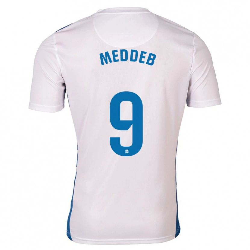 Danxen Uomo Maglia Walid Meddeb #9 Bianco Blu Kit Gara Home 2025/26 Maglietta