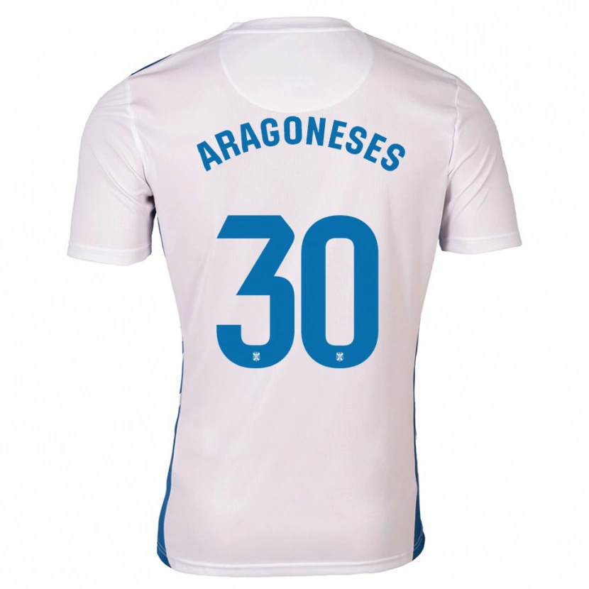 Danxen Uomo Maglia Sergio Aragoneses #30 Bianco Blu Kit Gara Home 2025/26 Maglietta