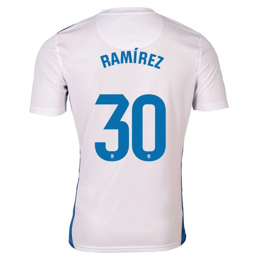 Danxen Uomo Maglia Álex Ramírez #30 Bianco Blu Kit Gara Home 2025/26 Maglietta