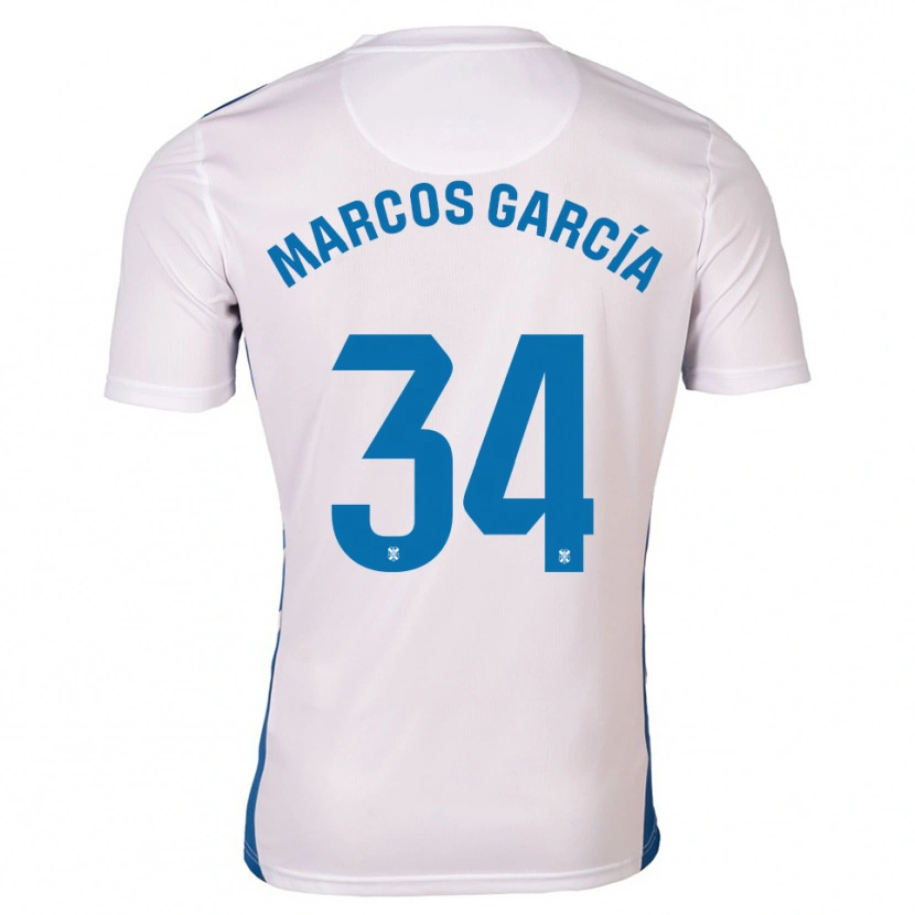 Danxen Uomo Maglia Marcos García #34 Bianco Blu Kit Gara Home 2025/26 Maglietta