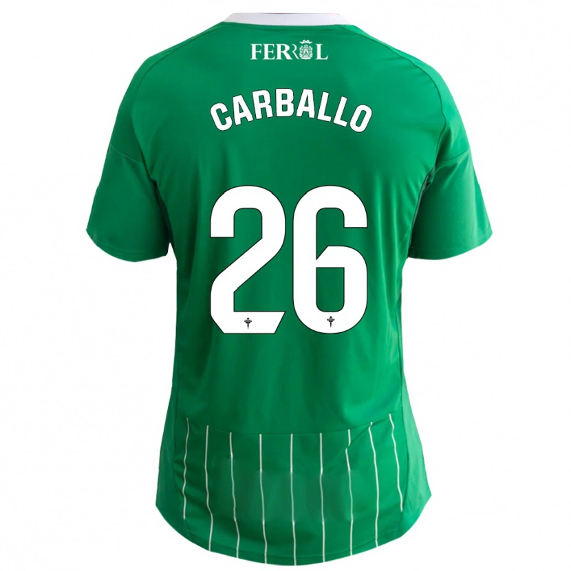 Danxen Uomo Maglia David Carballo #26 Verde Bianco Kit Gara Home 2025/26 Maglietta