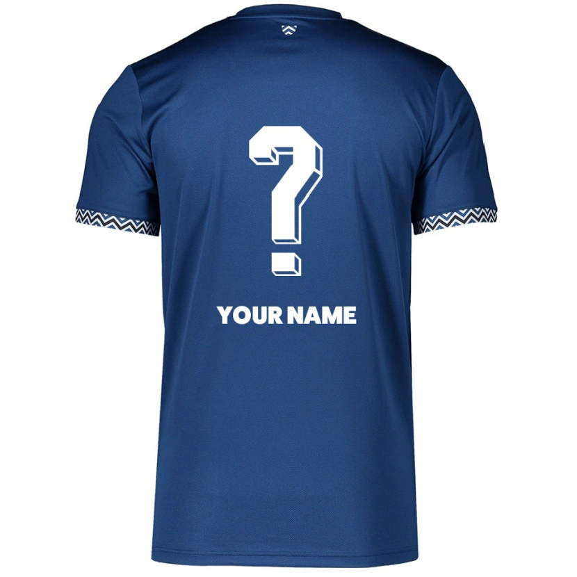 Danxen Uomo Maglia Il Tuo Nome #0 Blu Navy Bianco Kit Gara Home 2025/26 Maglietta