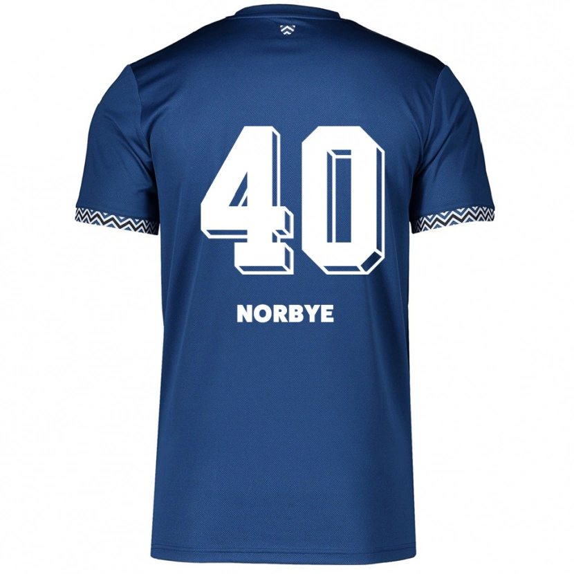 Danxen Uomo Maglia Jonathan Norbye #40 Blu Navy Bianco Kit Gara Home 2025/26 Maglietta