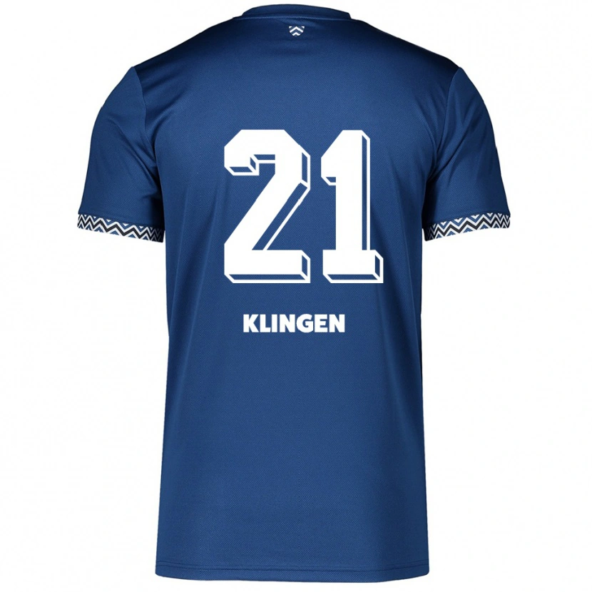 Danxen Uomo Maglia Emelie Klingen #21 Blu Navy Bianco Kit Gara Home 2025/26 Maglietta