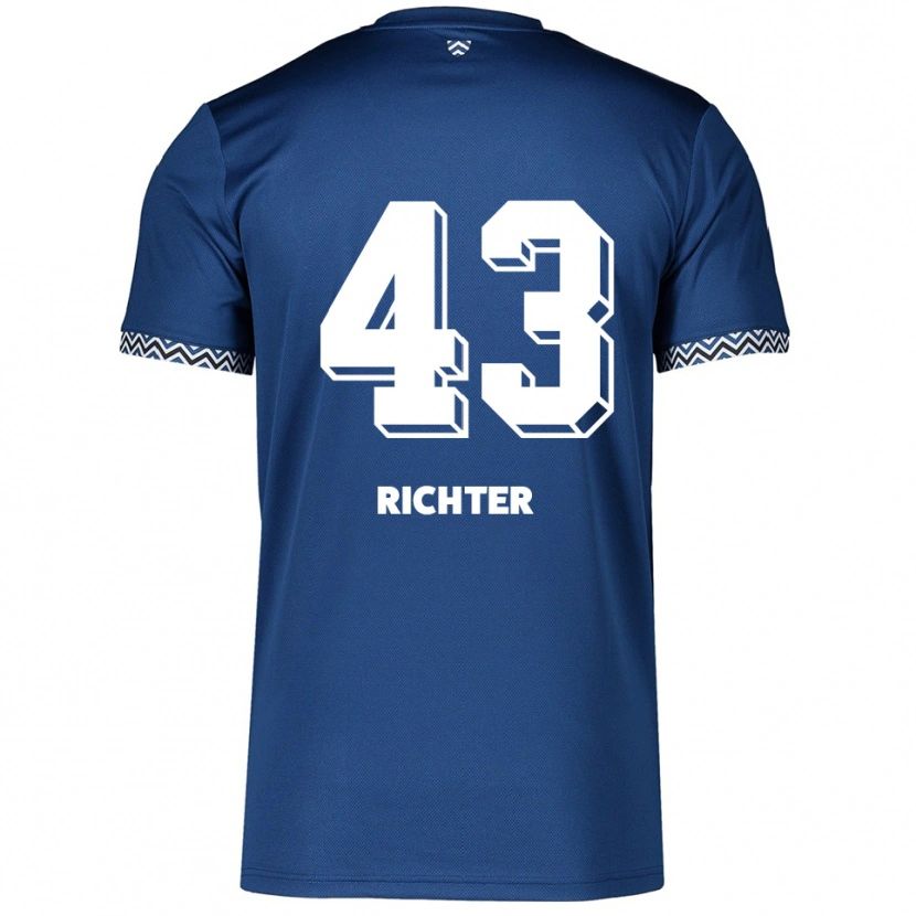 Danxen Uomo Maglia Daniel Richter #43 Blu Navy Bianco Kit Gara Home 2025/26 Maglietta
