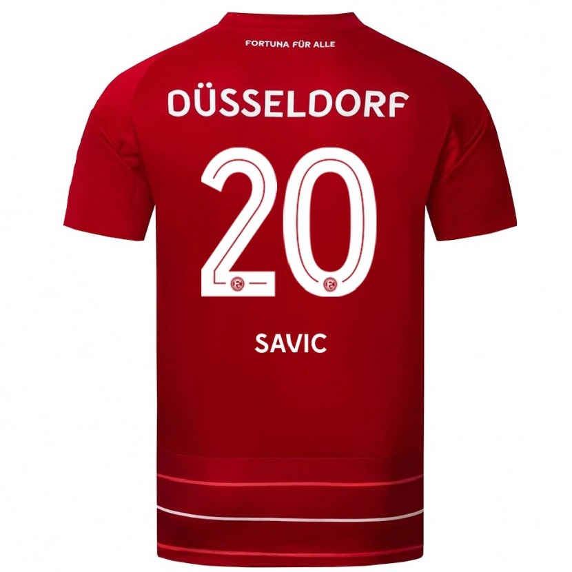 Danxen Uomo Maglia David Savic #20 Rosso Bianco Kit Gara Home 2025/26 Maglietta