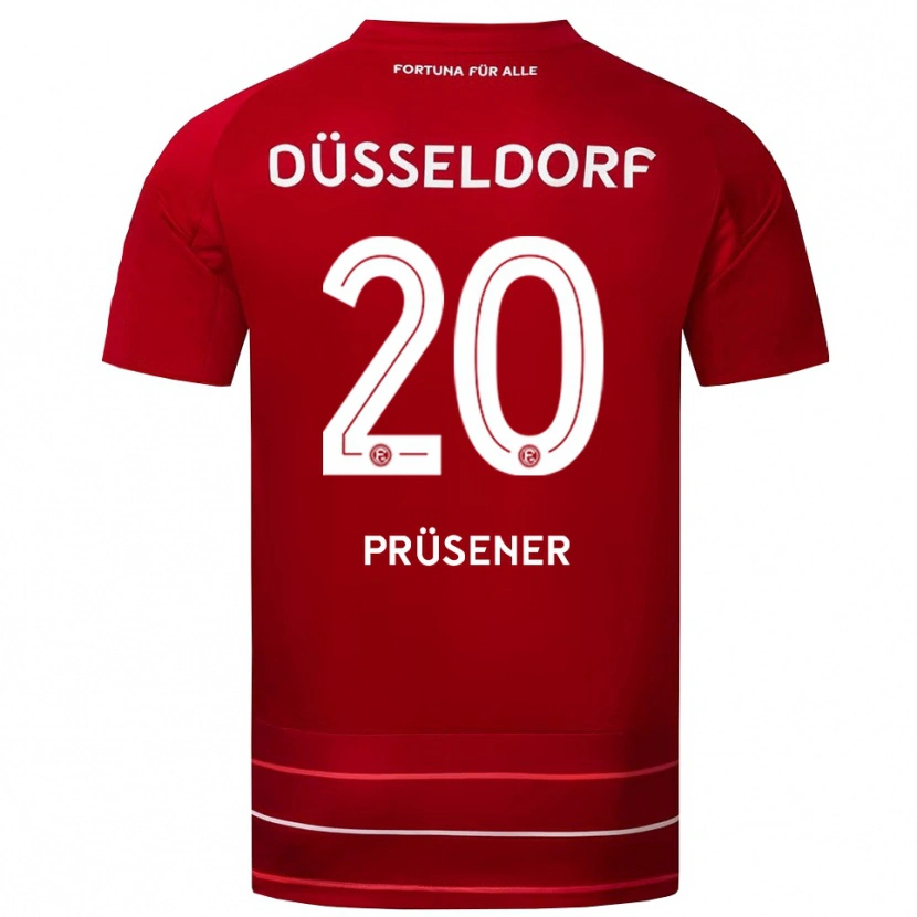 Danxen Uomo Maglia Tom Prüsener #20 Rosso Bianco Kit Gara Home 2025/26 Maglietta