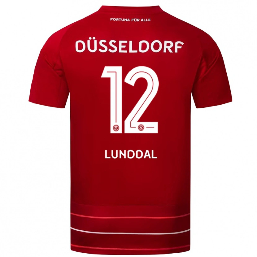Danxen Uomo Maglia Valgeir Lunddal #12 Rosso Bianco Kit Gara Home 2025/26 Maglietta