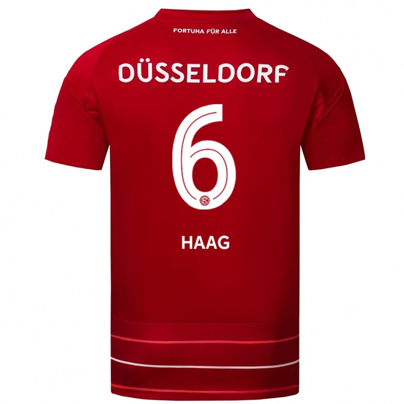 Danxen Uomo Maglia Giovanni Haag #6 Rosso Bianco Kit Gara Home 2025/26 Maglietta