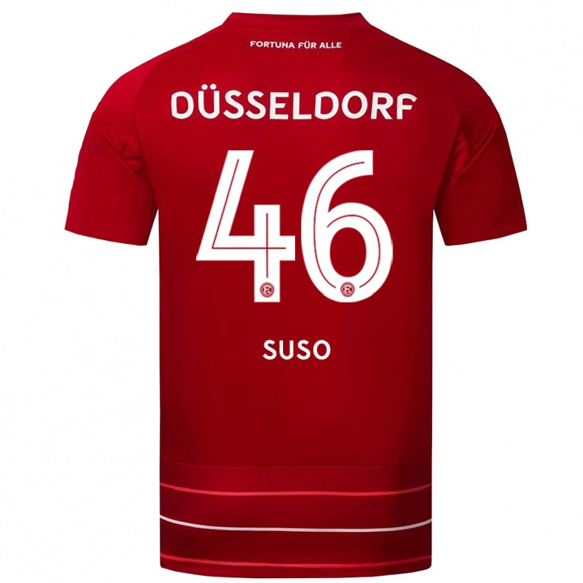 Danxen Uomo Maglia Sima Suso #46 Rosso Bianco Kit Gara Home 2025/26 Maglietta
