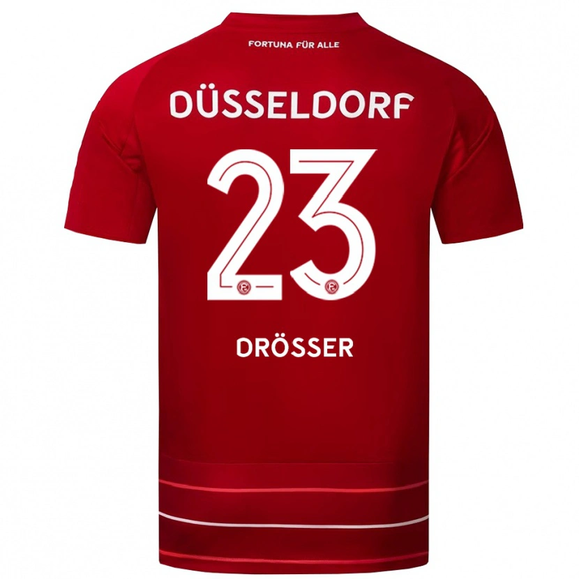 Danxen Uomo Maglia Luke Drösser #23 Rosso Bianco Kit Gara Home 2025/26 Maglietta