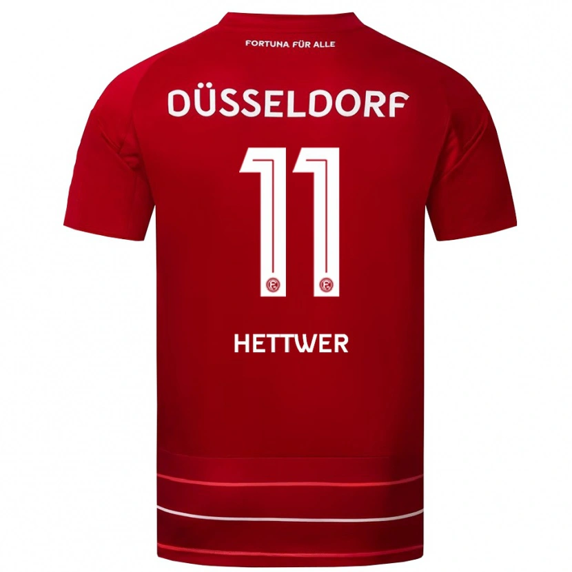 Danxen Uomo Maglia Julian Hettwer #11 Rosso Bianco Kit Gara Home 2025/26 Maglietta