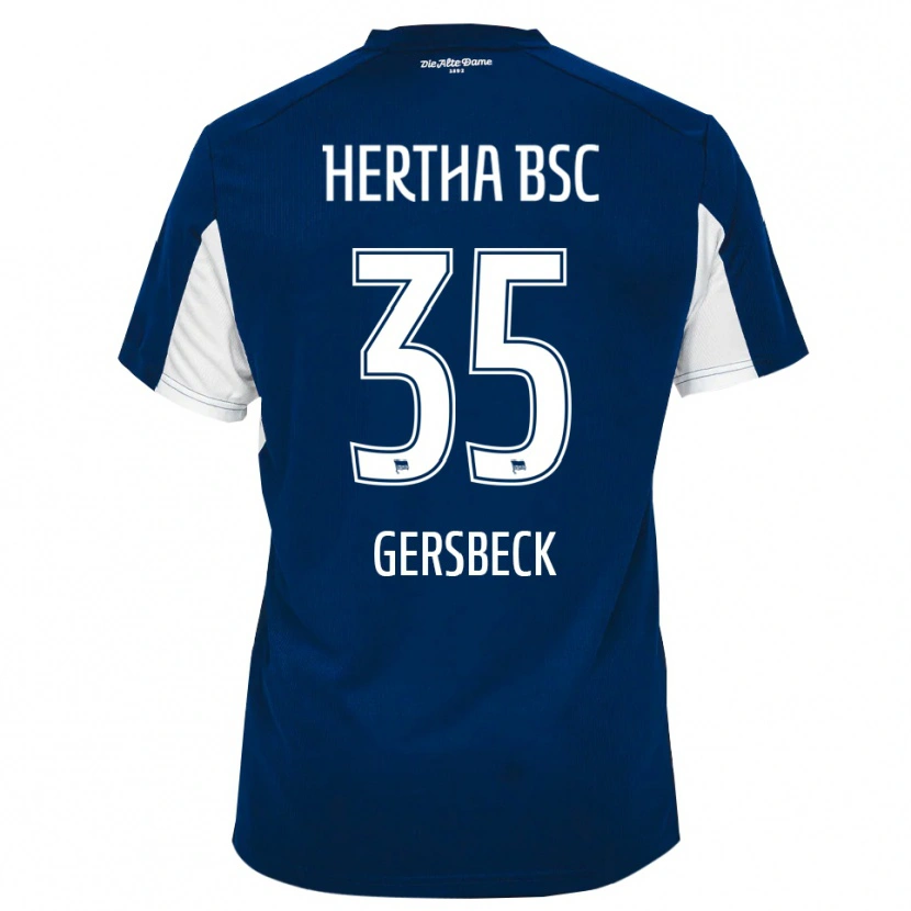 Danxen Uomo Maglia Marius Gersbeck #35 Bianco Blu Kit Gara Home 2025/26 Maglietta
