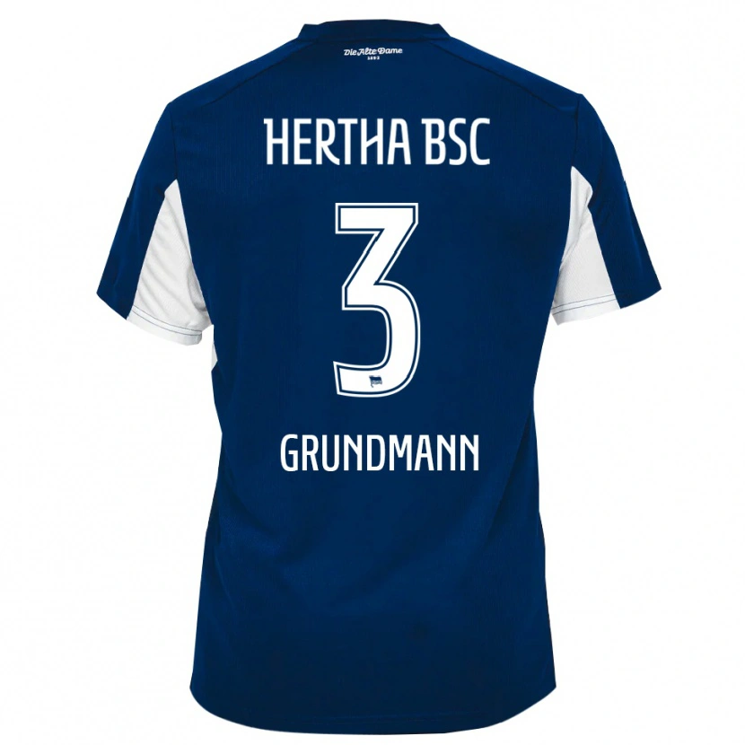 Danxen Uomo Maglia Leon Grundmann #3 Bianco Blu Kit Gara Home 2025/26 Maglietta