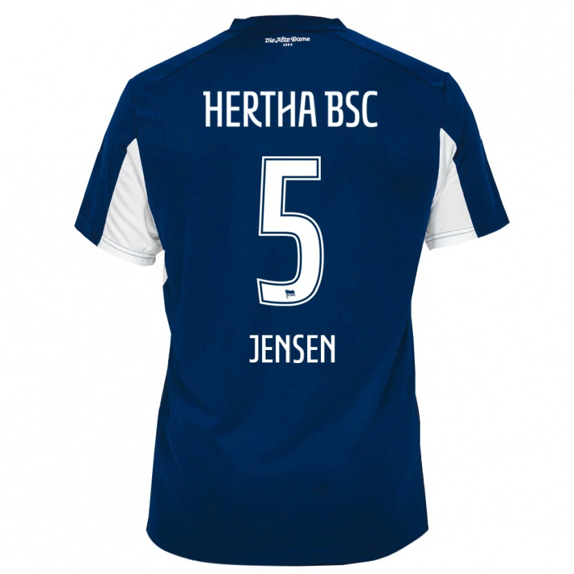 Danxen Uomo Maglia Leon Jensen #5 Bianco Blu Kit Gara Home 2025/26 Maglietta
