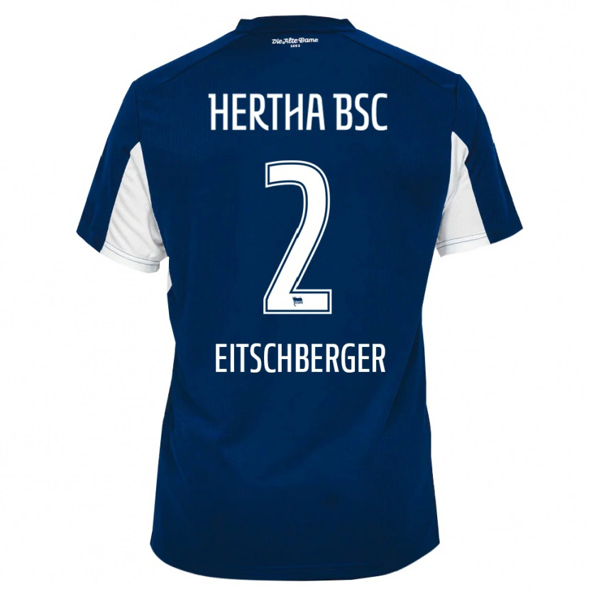 Danxen Uomo Maglia Julian Eitschberger #2 Bianco Blu Kit Gara Home 2025/26 Maglietta
